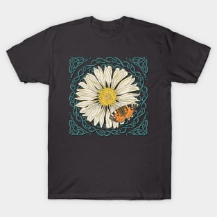 Celtic Daisy and Painted Lady Butterfly T-Shirt